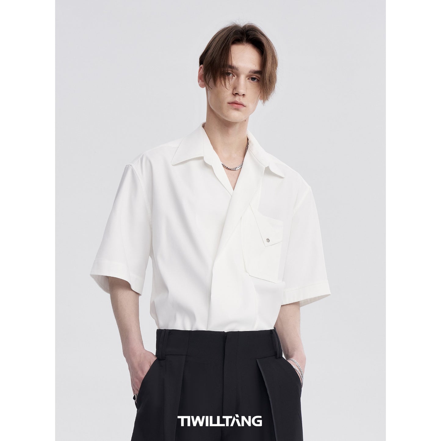 TIWILLTANG Qishilu Liyu Qianzi Xiao Zhan Zhang Linghe same style three-dimensional casual white shirt