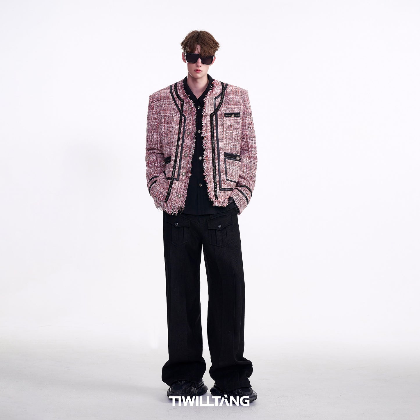 TIWLLTANG Qi Shi Lu &quot;Pearl Yarn&quot; Pearl Hand-sewn Buckle Chain Chanel Style Collarless Suit