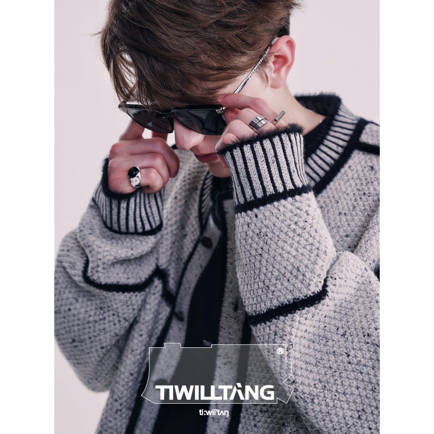 Tiwilltang Qi Shi Lu \"Day Dream Stroke\" Mark pen small incense wind -knit sweater jacket outer collaboration winter