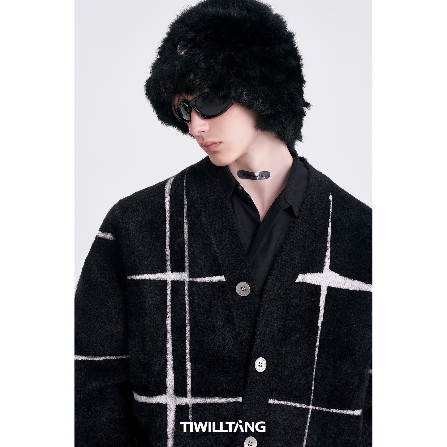 TIWILLTANG Qi Shi Lu &quot;Morning and Star&quot; V-neck design single-breasted original jacquard cardigan sweater