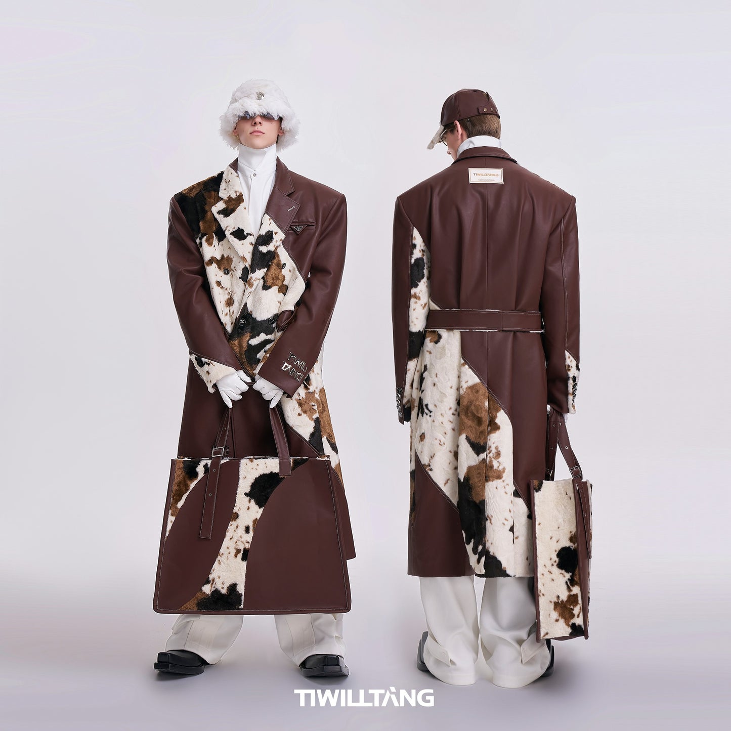 TIWILLTANG Qi Shi Lu &quot;Jin Jin Yun Yan&quot; high-grade custom-woven cow pattern fur long coat winter