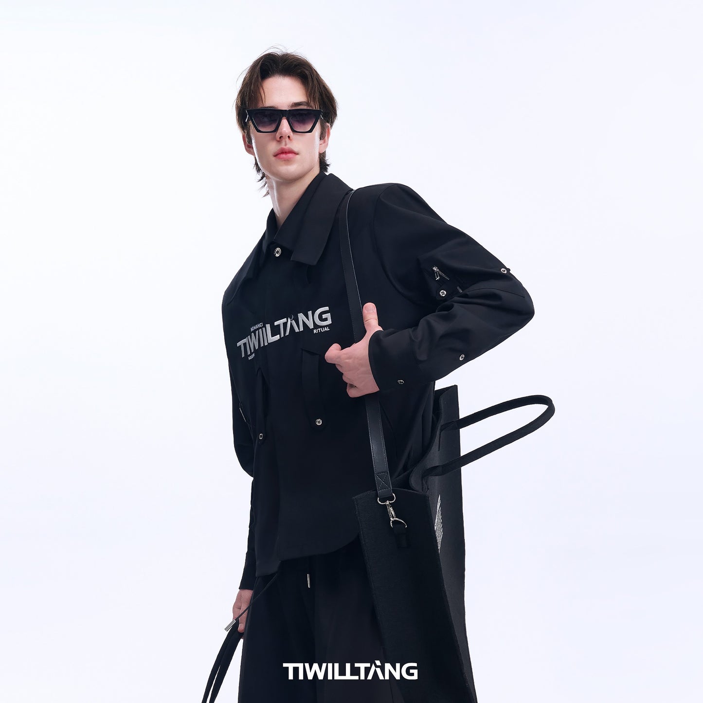 TIWILLTANG Kaishilu &quot;Double Order Measurement&quot; double-layer collar white casual shirt loose top jacket