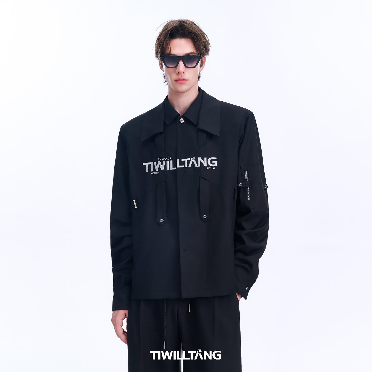 TIWILLTANG Kaishilu &quot;Double Order Measurement&quot; double-layer collar white casual shirt loose top jacket