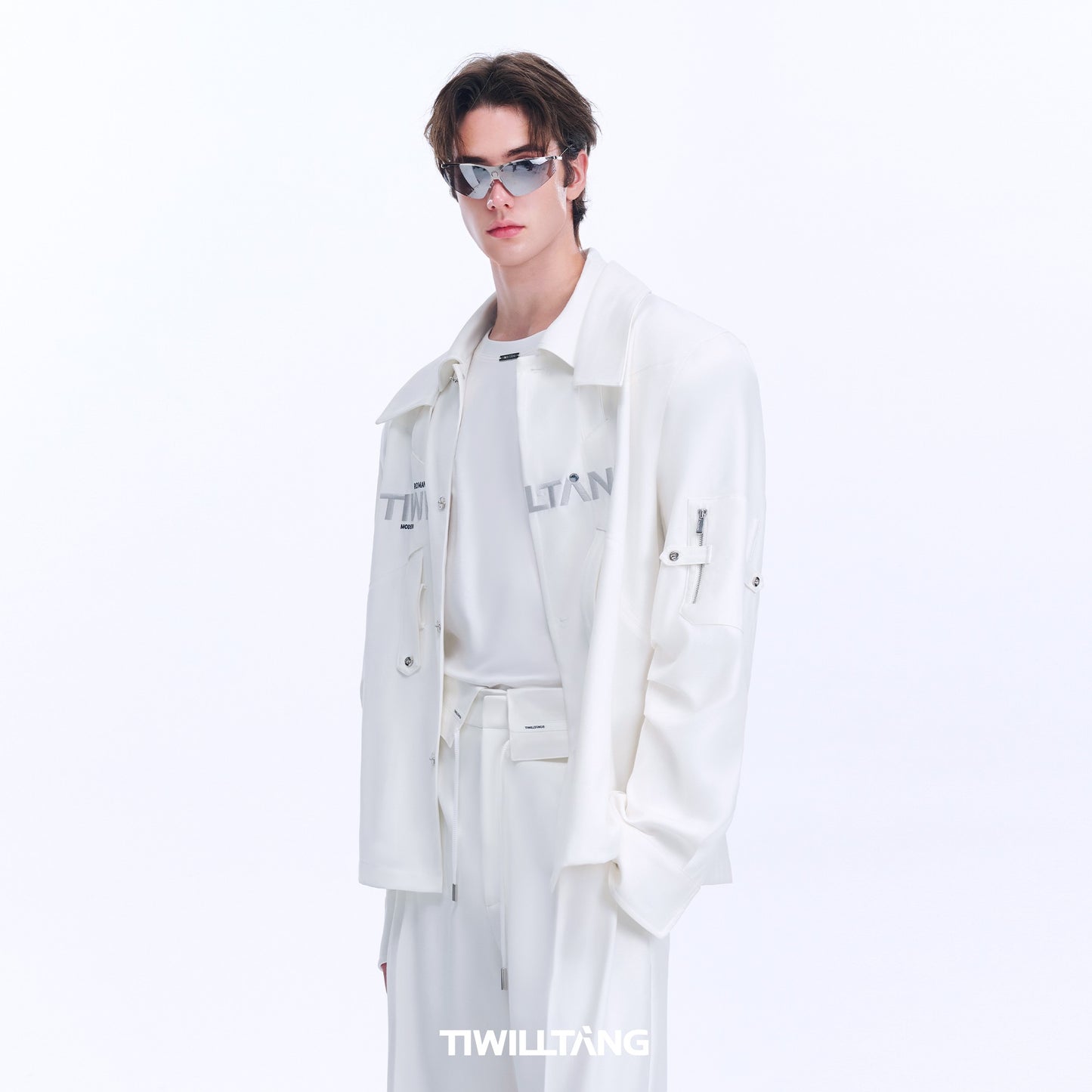 TIWILLTANG Kaishilu &quot;Double Order Measurement&quot; double-layer collar white casual shirt loose top jacket