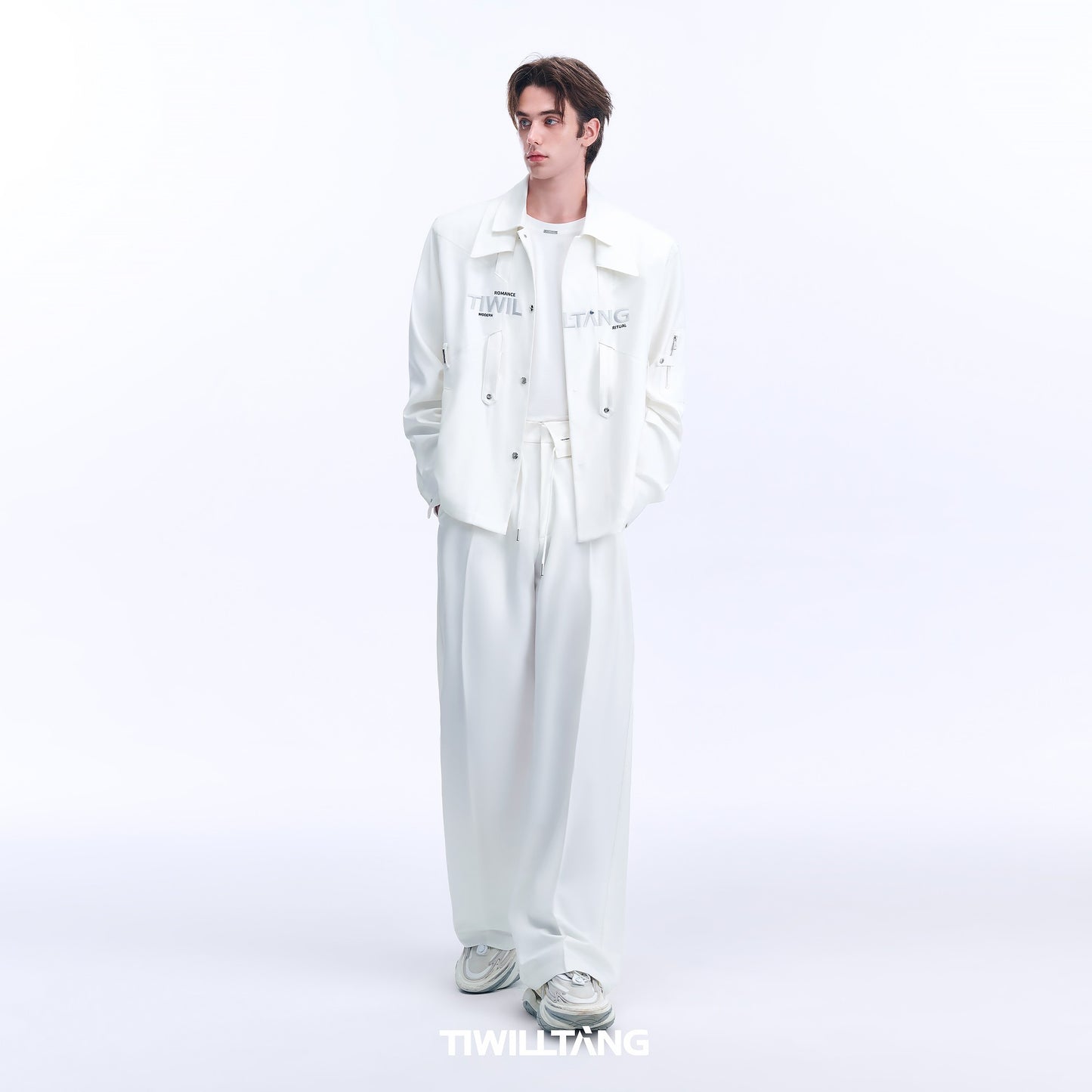 TIWILLTANG Kaishilu &quot;Double Order Measurement&quot; double-layer collar white casual shirt loose top jacket