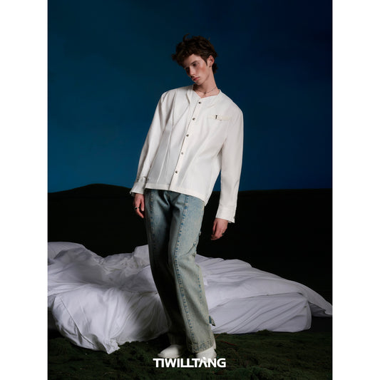 TIWILLTANG Qi Shi Lu &quot;Pu Xu Shi Huan&quot; Xu Kai's same style X-shaped 2.0 new Chinese style placket long-sleeved shirt