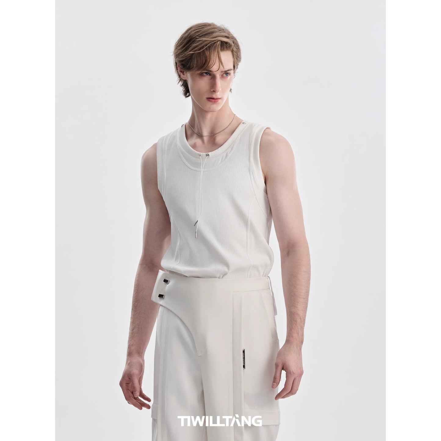 TIWILLTANG Qishilu &quot;Fengjing Yunqiong&quot; Chen Zheyuan and Bai Jingting's same style ribbed drawstring vest top