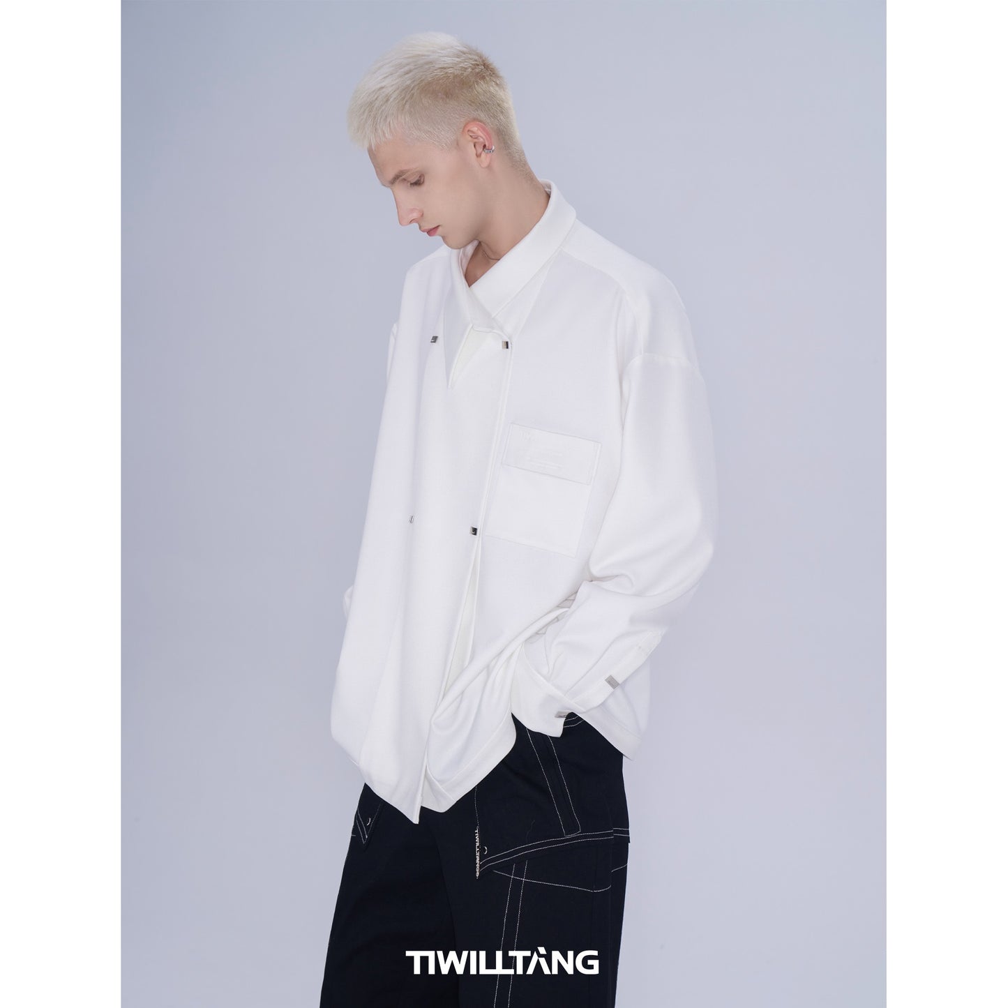 TIWILLTANG Qishilu &quot;Yijingmingzhu&quot; quiet luxury new Chinese style square button casual long-sleeved wool shirt