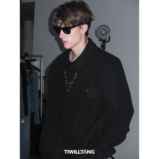 TIWILLTANG Qi Shi Lu &quot;Lin Ci Zhi Xi&quot; exposed line chain slim jacket outerwear men's pilot jacket