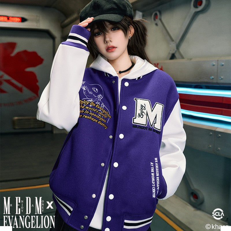 MEDMxEVA joint body baseball jacket men's trendy American tops casual retro jacket women's autumn and winter