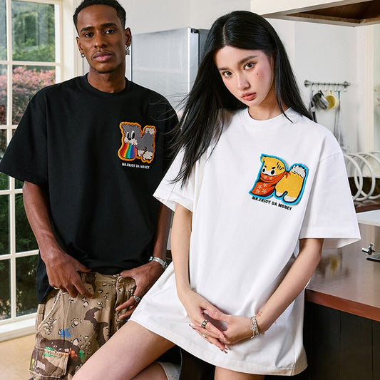 MEDM24SS \"Mood Dog Series\" Toothbrush Embroidered Velcro Short Sleeve Men's and Women's Couple American Fashion Brand T-shirt