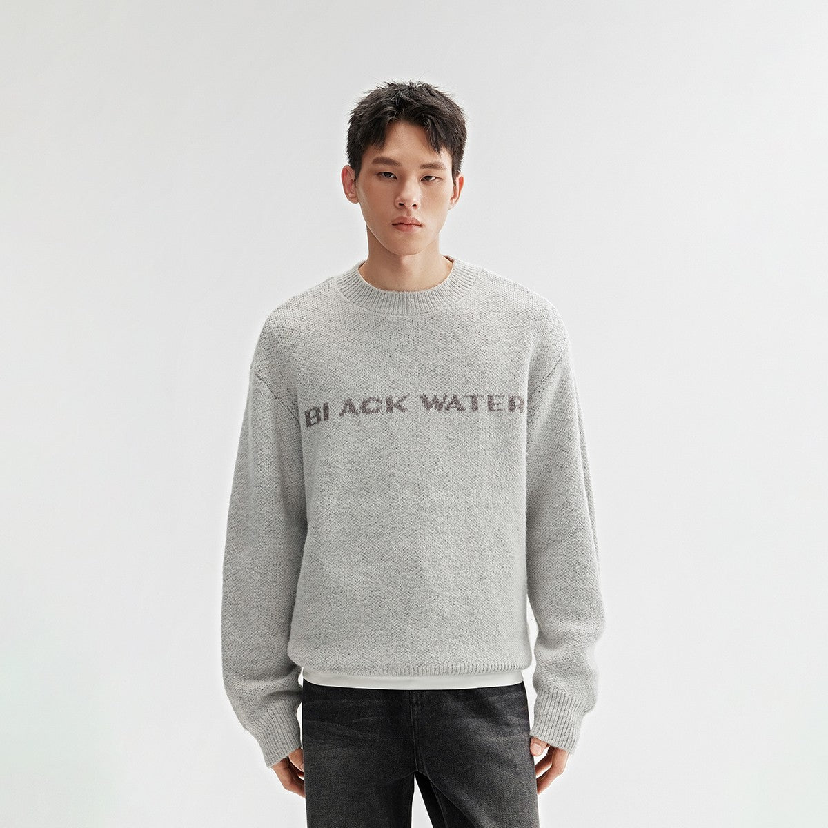 Blackwater series CHINISM red dust wool blended yarn round neck sweater men's winter knitted sweater top