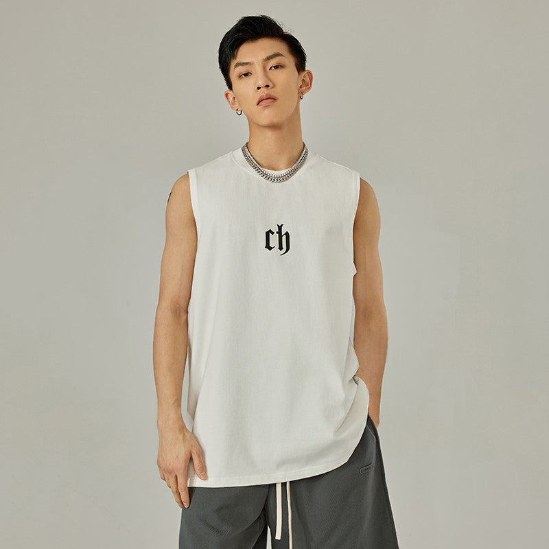 CHINISM Red Dust Rain Gray Fitness Vest Men's Summer American Leisure Basketball Sports Waistcoat Sleeveless T-shirt