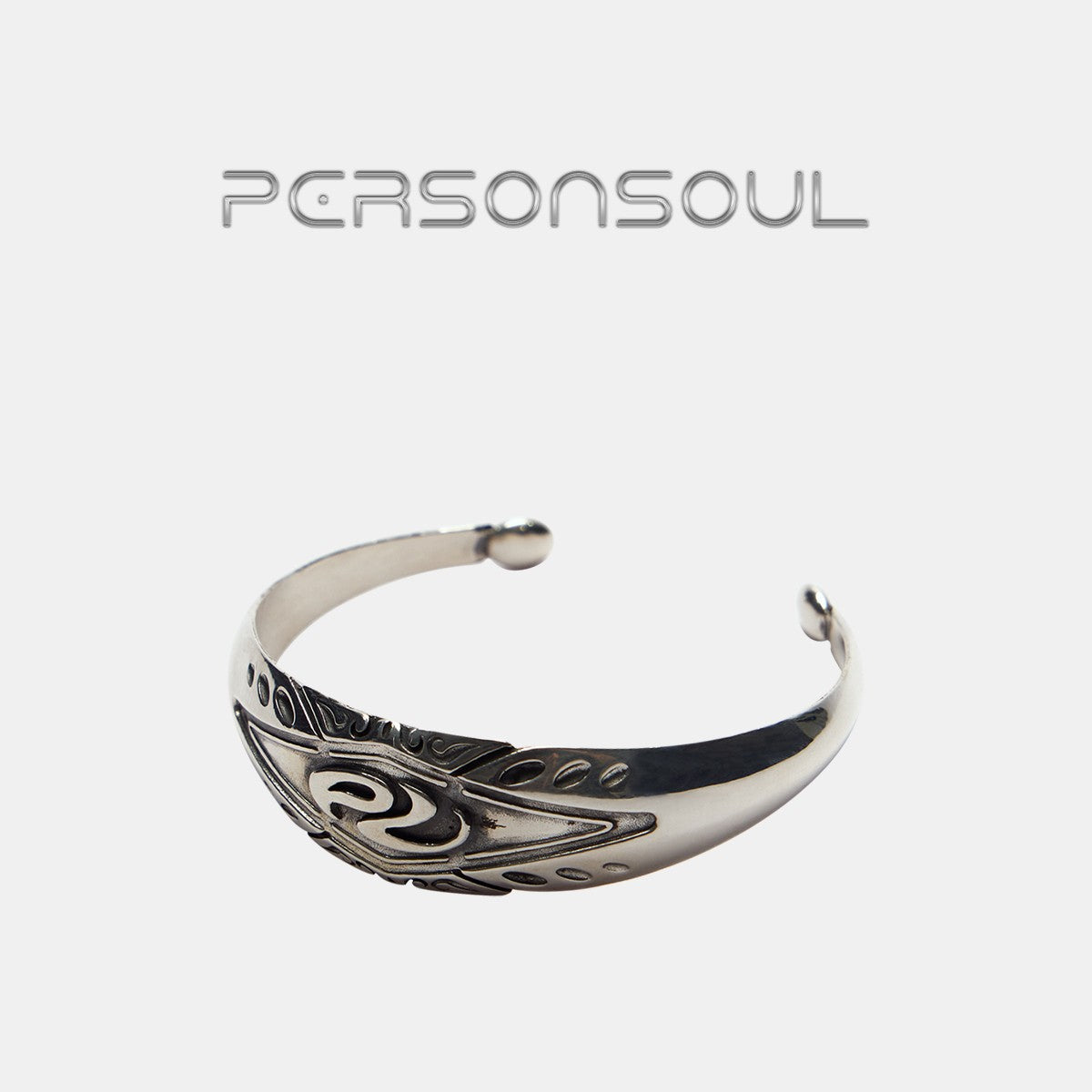 PERSONSOUL* Yuan Symbol Silver Bracelet 925 Silver Open Bracelet