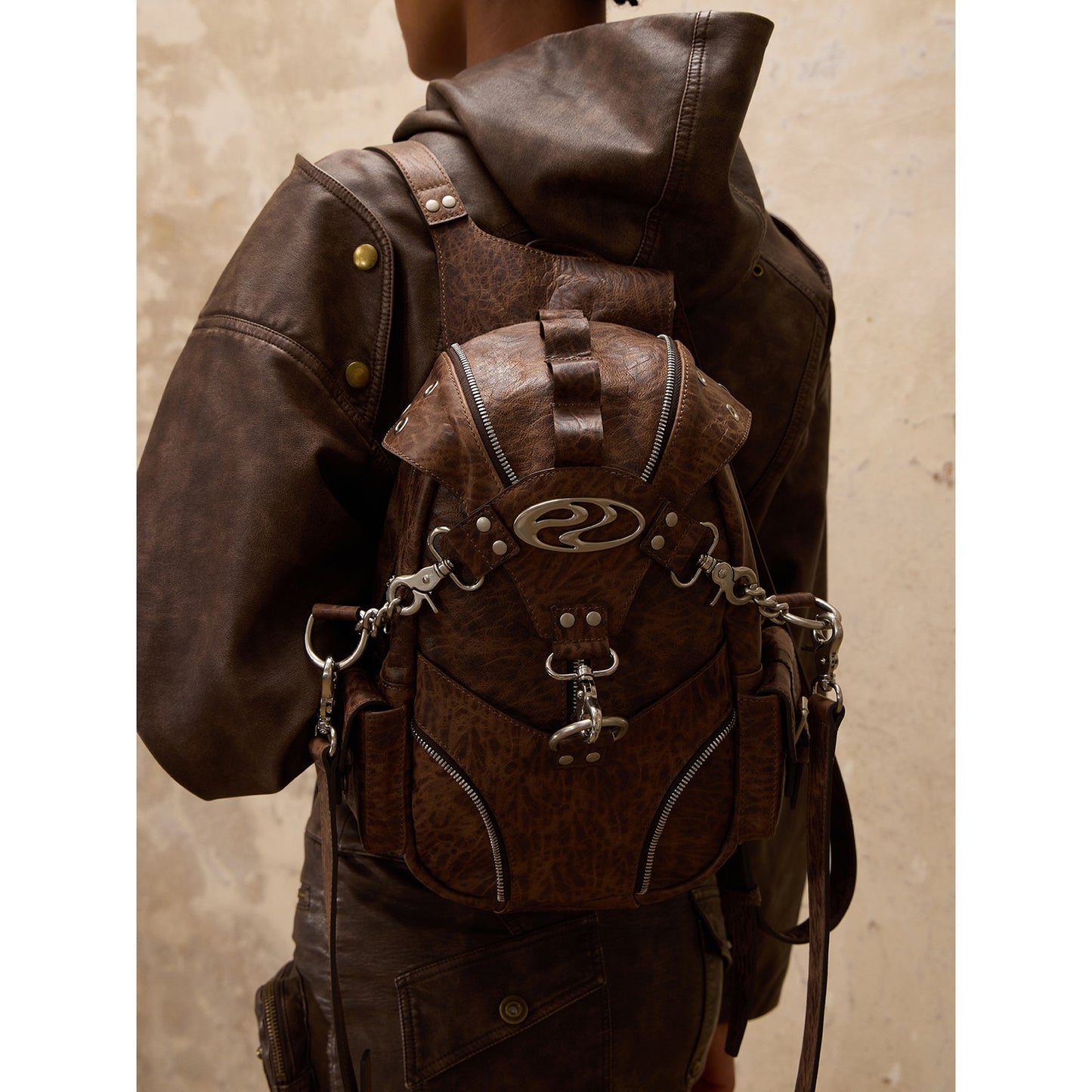 PERSONSOUL* soul human calfskin beetle backpack Beetle Knapsake