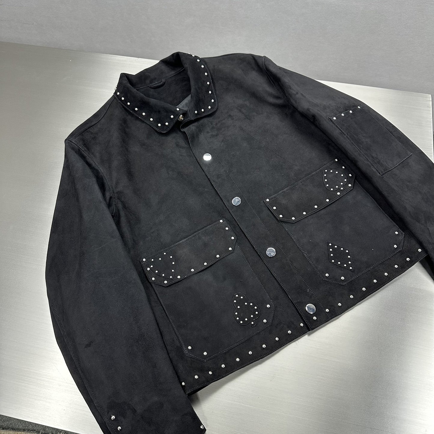 TrendMaybe&quot;Appliqued Suede Jacket&quot; rivet leather suede jacket trendy coat