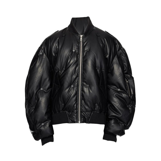 TrendMaybe &quot;classic&quot; short wide fit oversized sheepskin down jacket baseball jacket