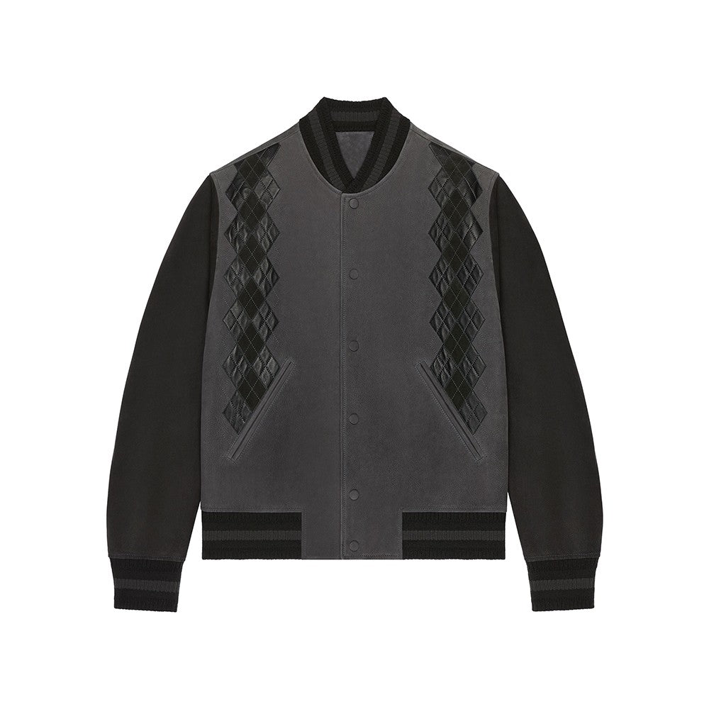 TrendMaybe &quot;Elite style&quot; diamond embroidery sheep suede leather baseball jacket leather jacket