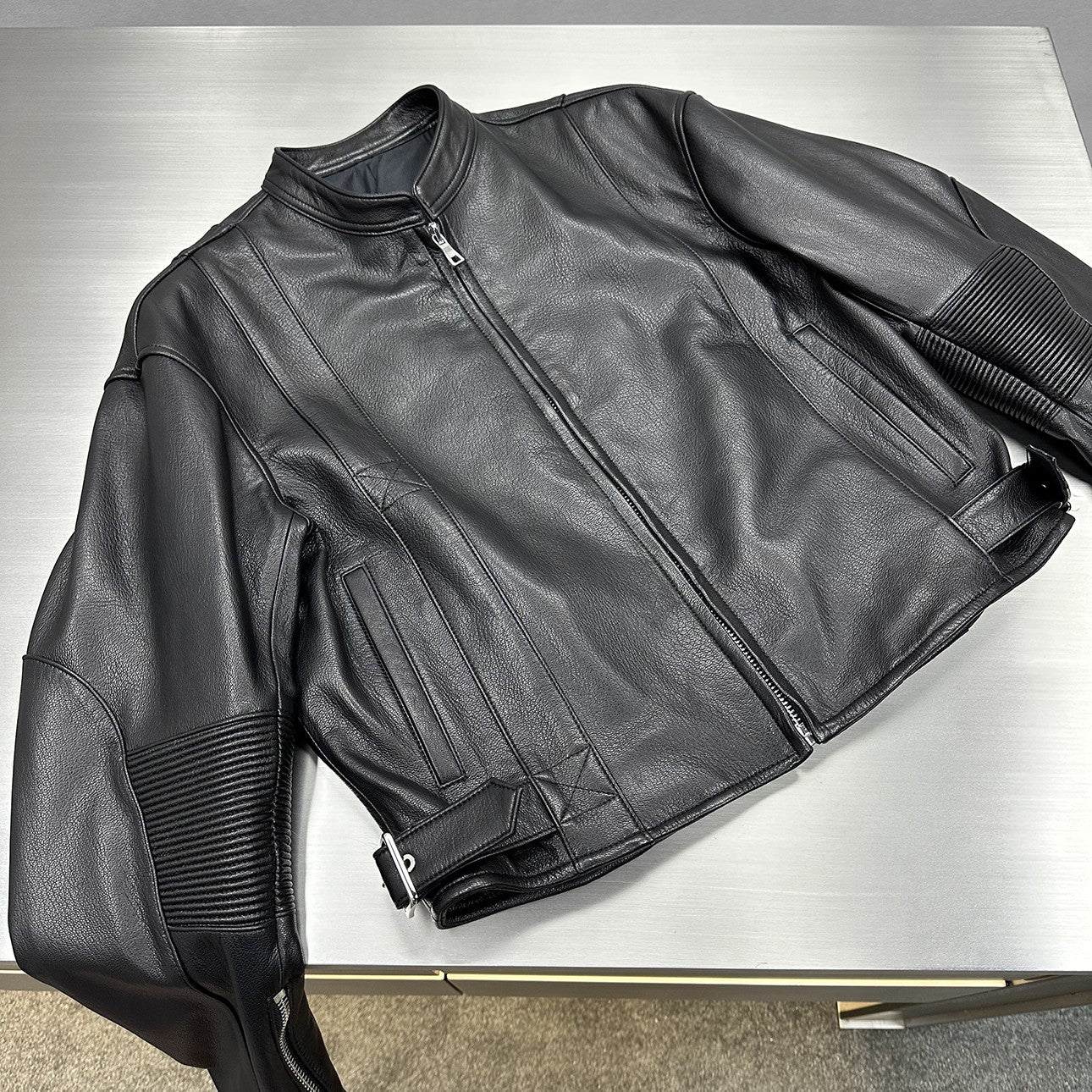 TrendMaybe &quot;Motorcycle&quot; 80s rider leather motorcycle goatskin jacket racing short coat