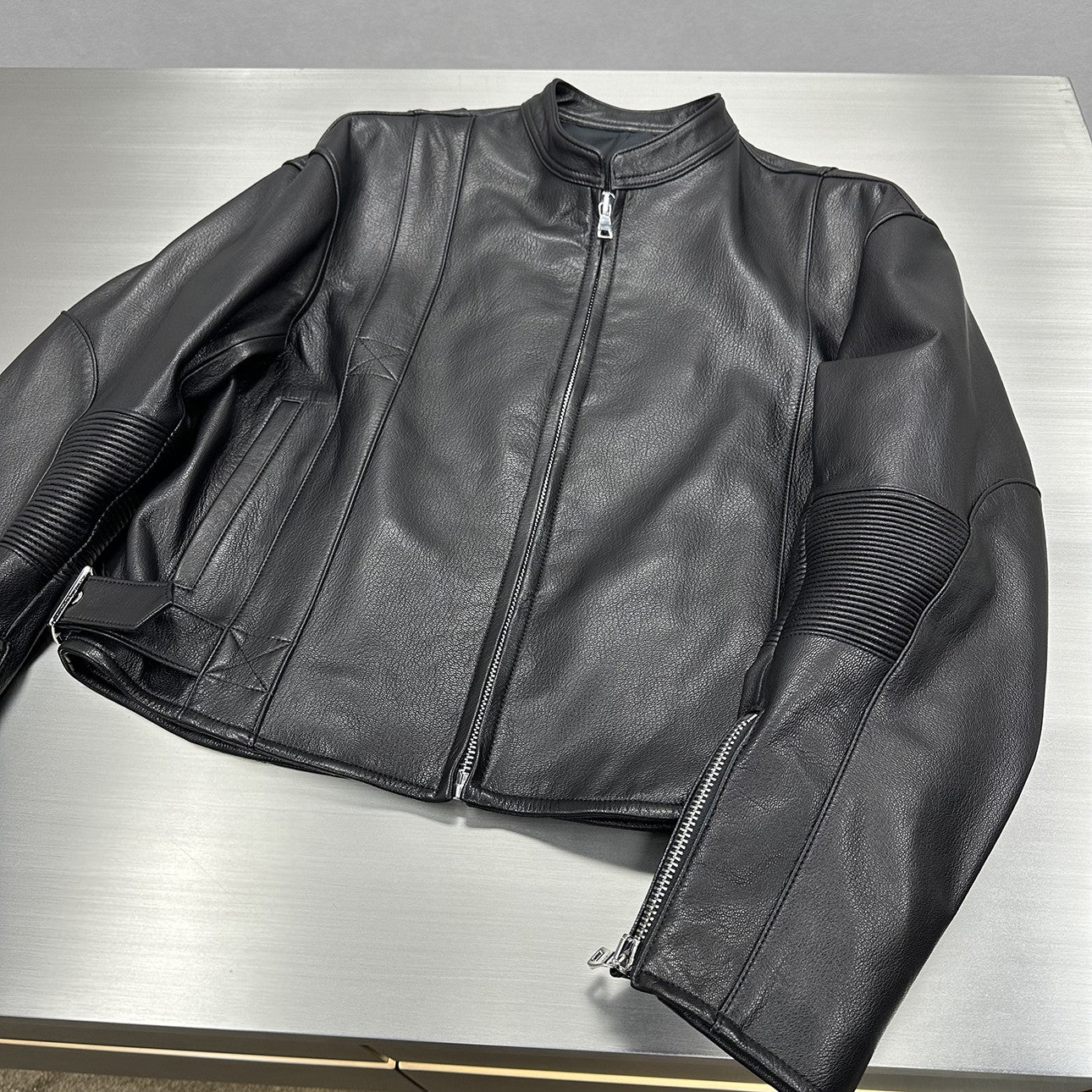 TrendMaybe &quot;Motorcycle&quot; 80s rider leather motorcycle goatskin jacket racing short coat