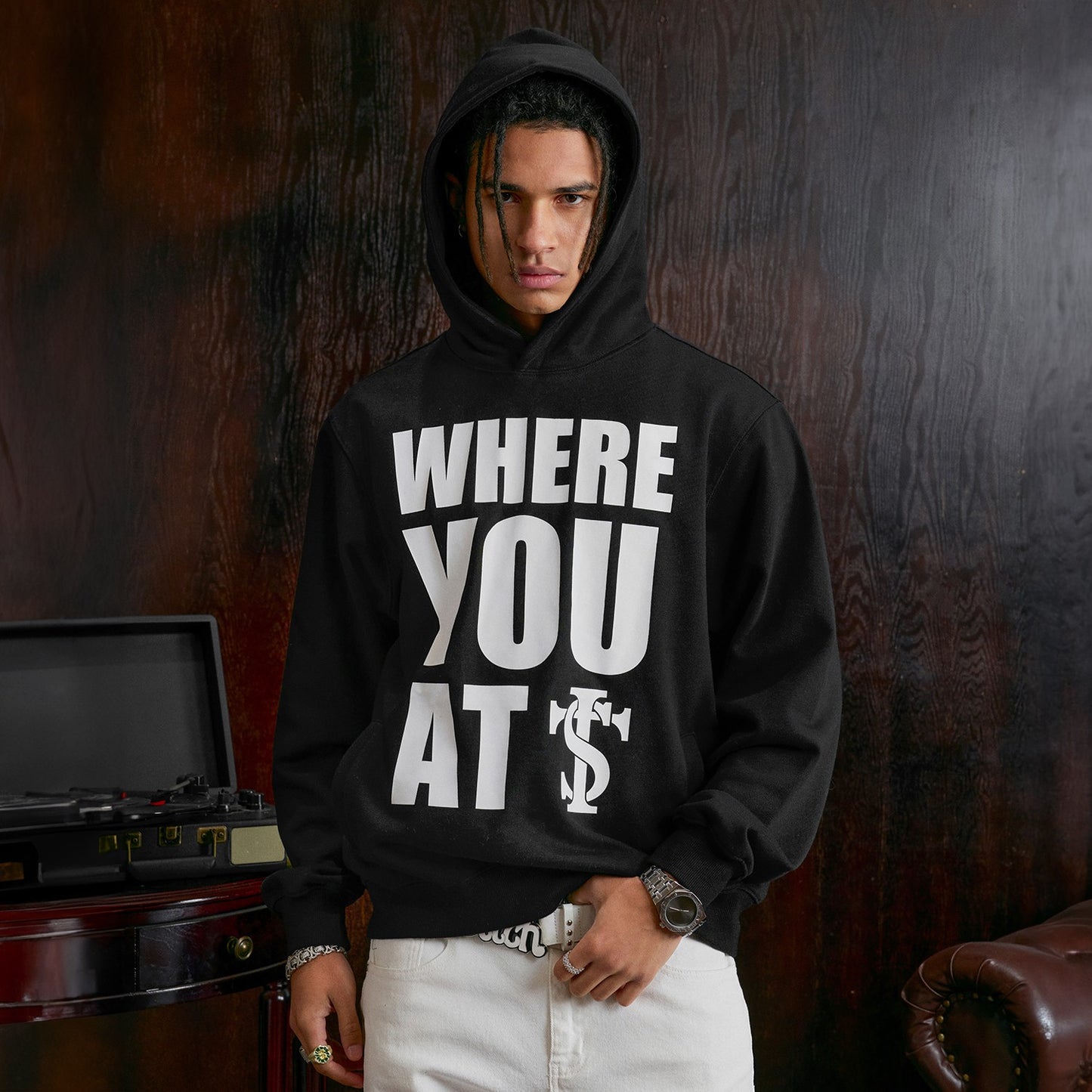 ANSE same album limited edition STK SmallTownKid Where are you? Slogan American style hooded sweatshirt