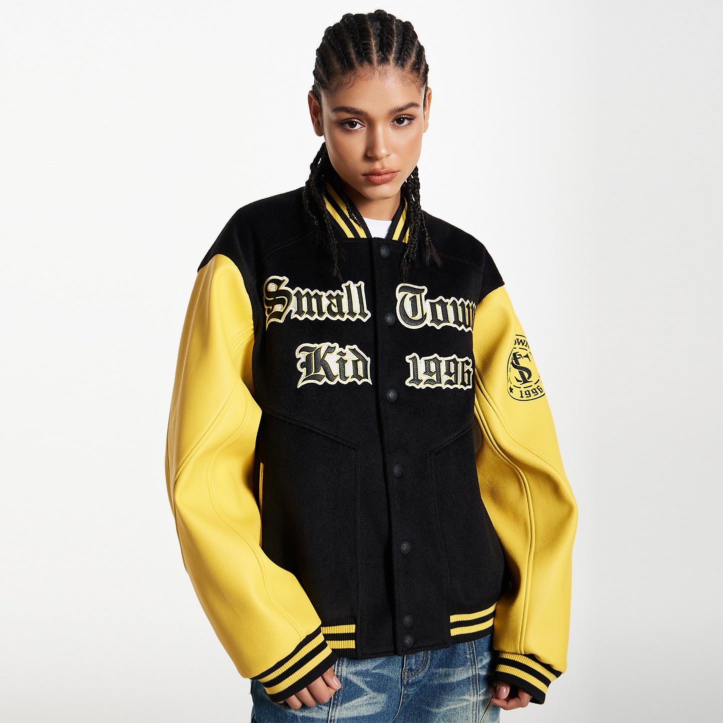 STK SmallTownKid Small Town Deconstructed Baseball Jacket Outerwear American Retro Casual Street Country Trend