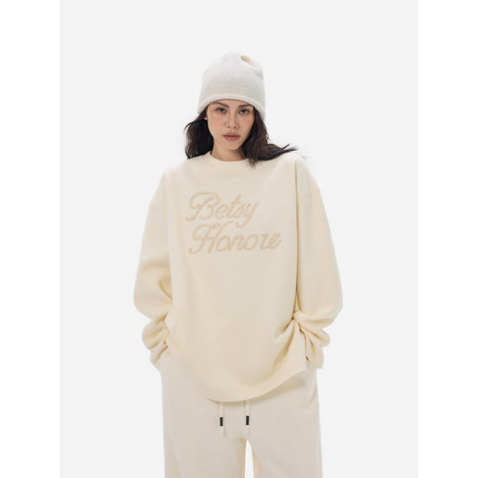 HONORE Guyue original woolen logo custom knitted one-piece fabric brushed sweatshirt T