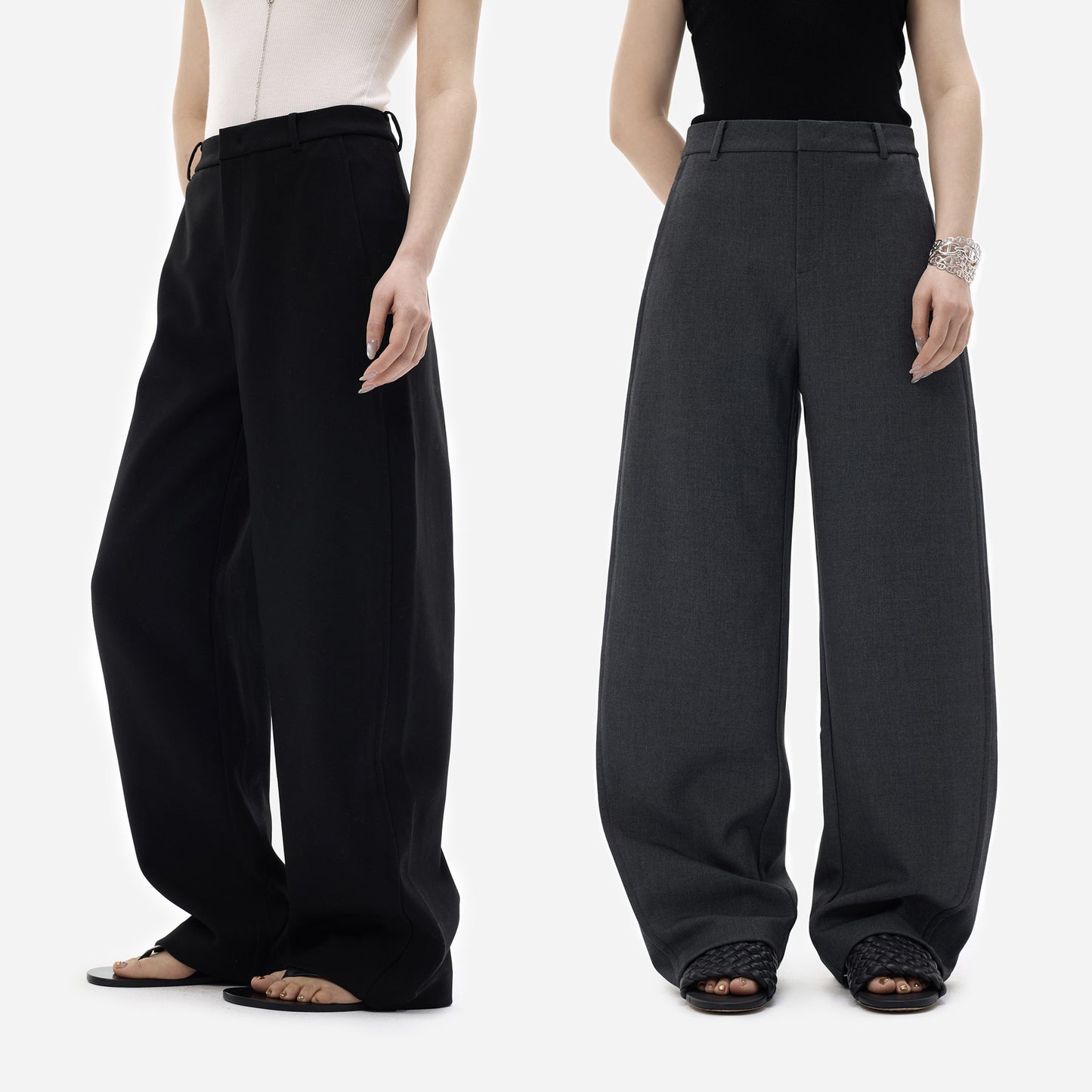 HONORE Gu Yue Row style Tencel wool minimalist comfortable scimitar super crisp suit pants