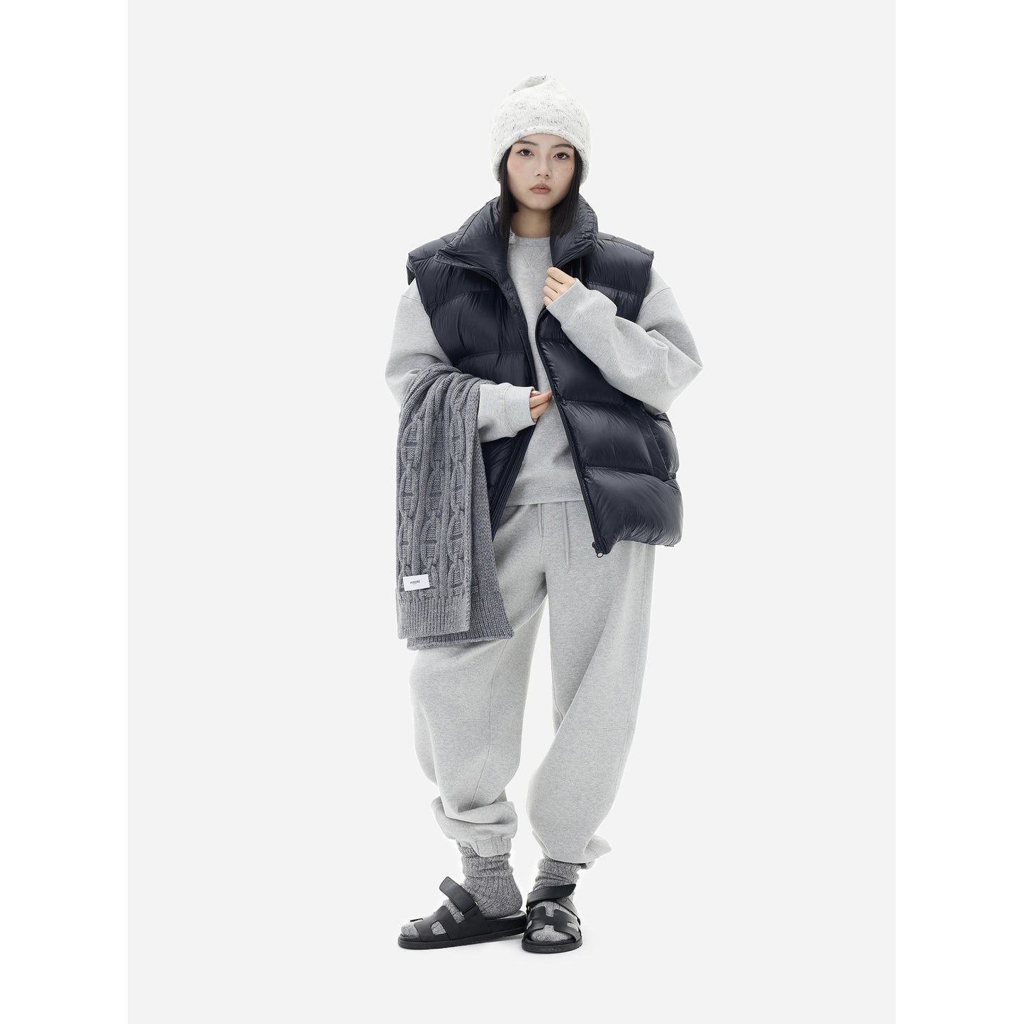 HONORE Guyue Puff without liner capsule loose fashionable light warm 90 white goose down vest