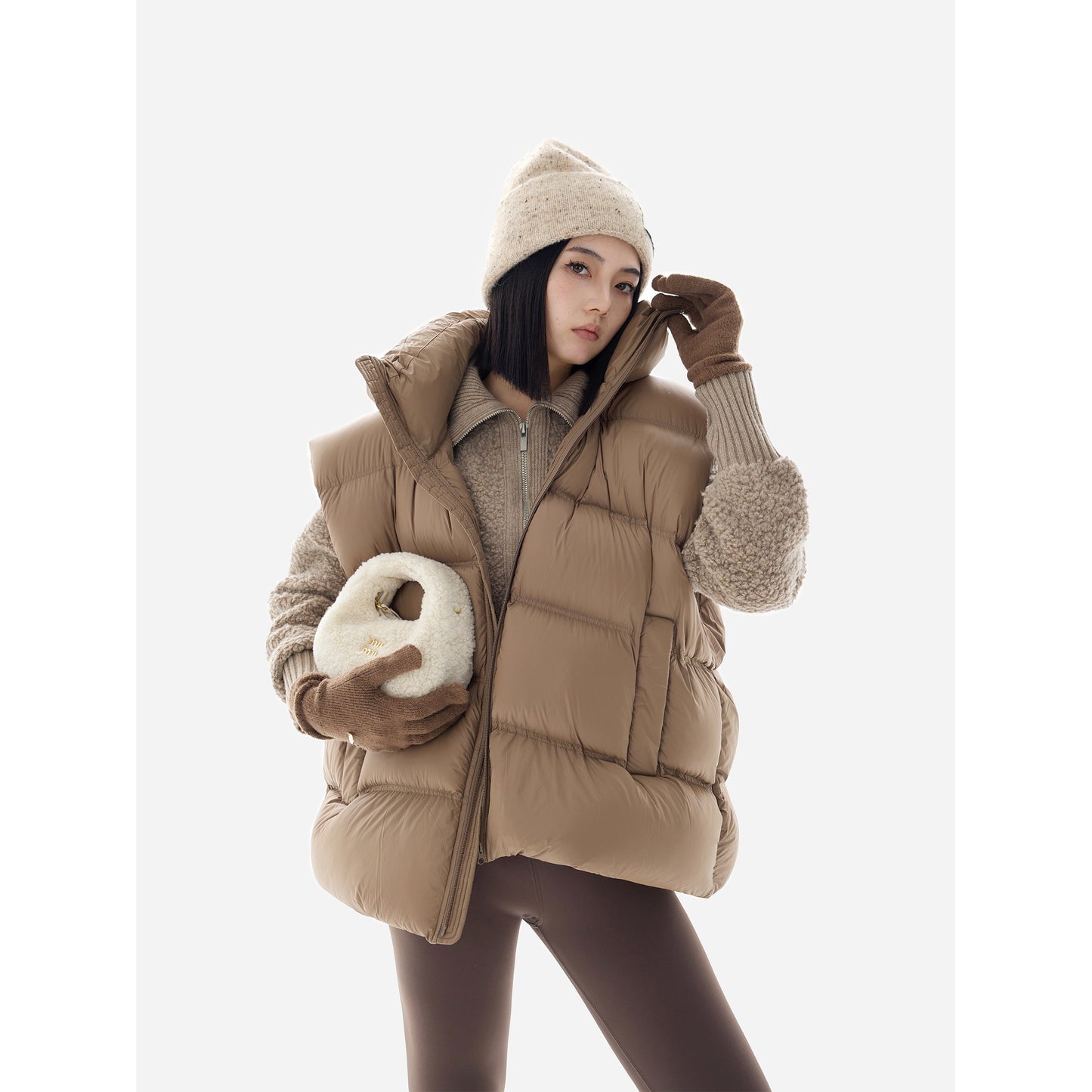 HONORE Guyue Puff without liner capsule loose fashionable light warm 90 white goose down vest