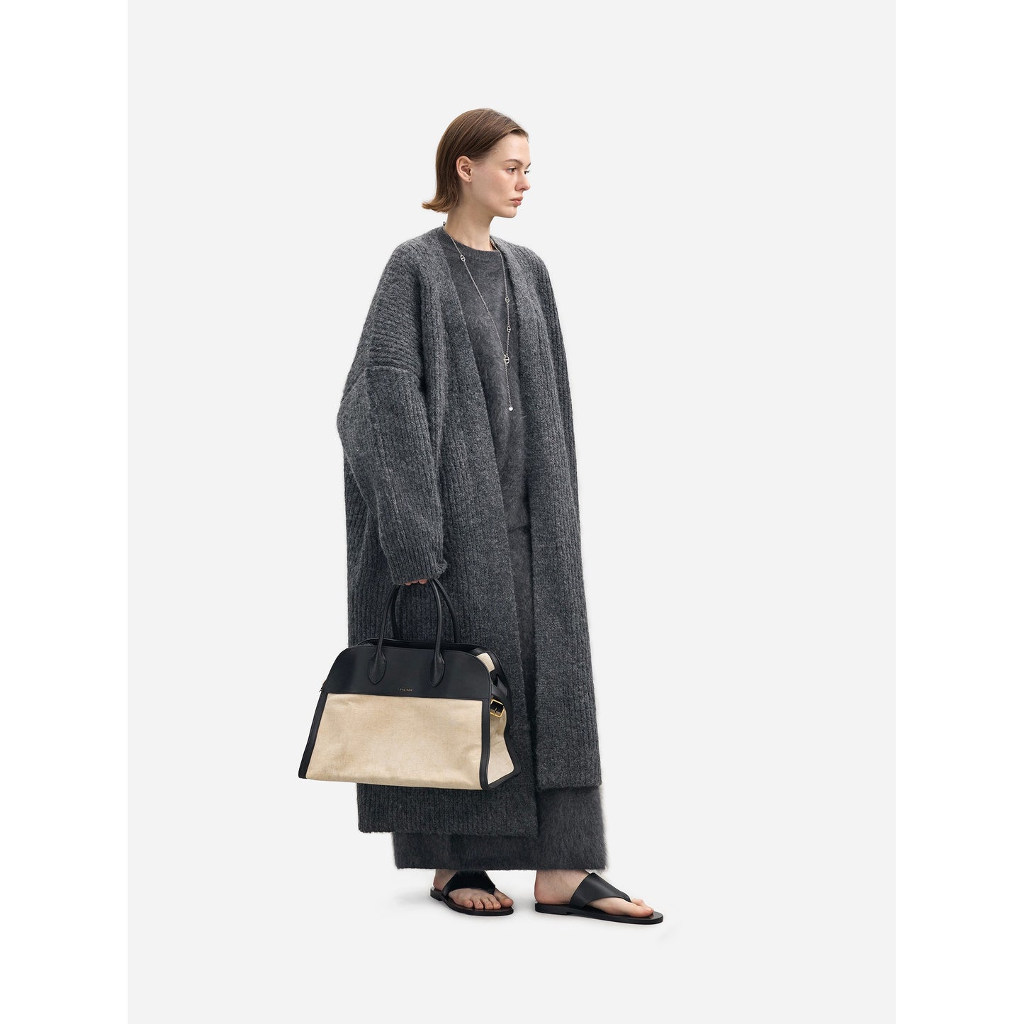 HONORE Gu Yue Relaxed Lazy Row Style Wool Chunky Knitted Long and Short Loose Cardigan All-match Large Coat