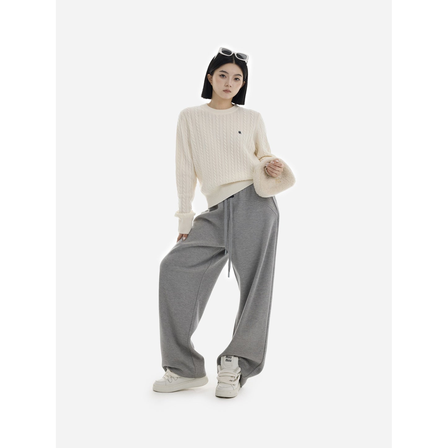 HONORE Gu Yue American Luxury Loose Comfort Leather Label Sweatpants