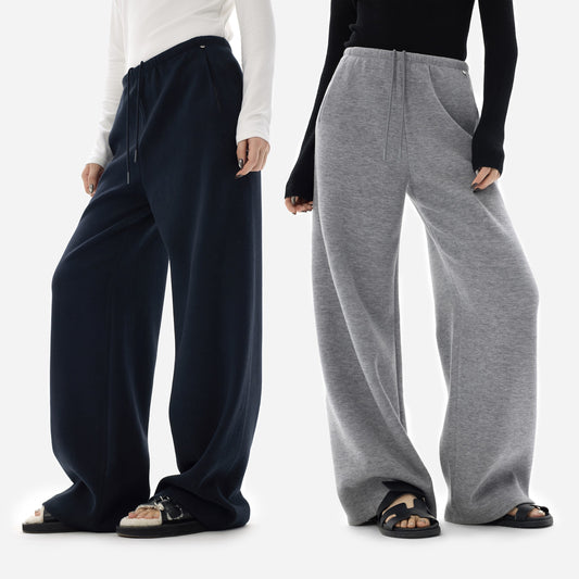 HONORE Gu Yue Wool God Pants 2.0 Comfortable and easy to care for plush casual wide-leg pants