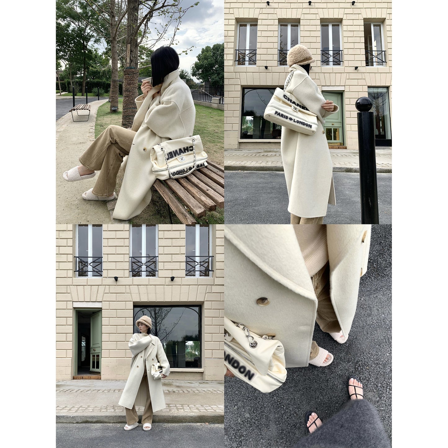 HONORE Guyue mulberry silk yak cashmere high-quality wool silhouette loose feeling three-dimensional double-faced wool coat