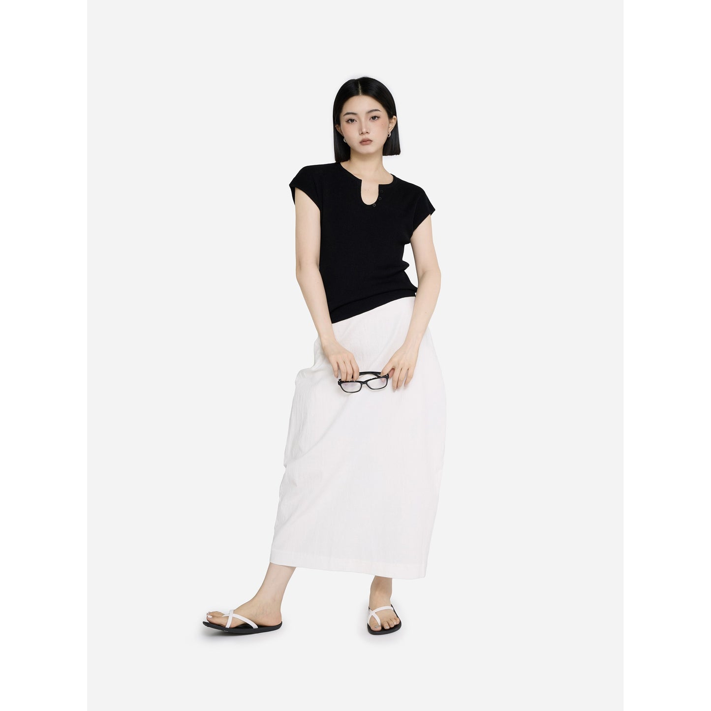 HONORE Guyue Tencel simple luxury pleated sexy tube top loose wide-leg pants fashion skirt cotton and linen suit