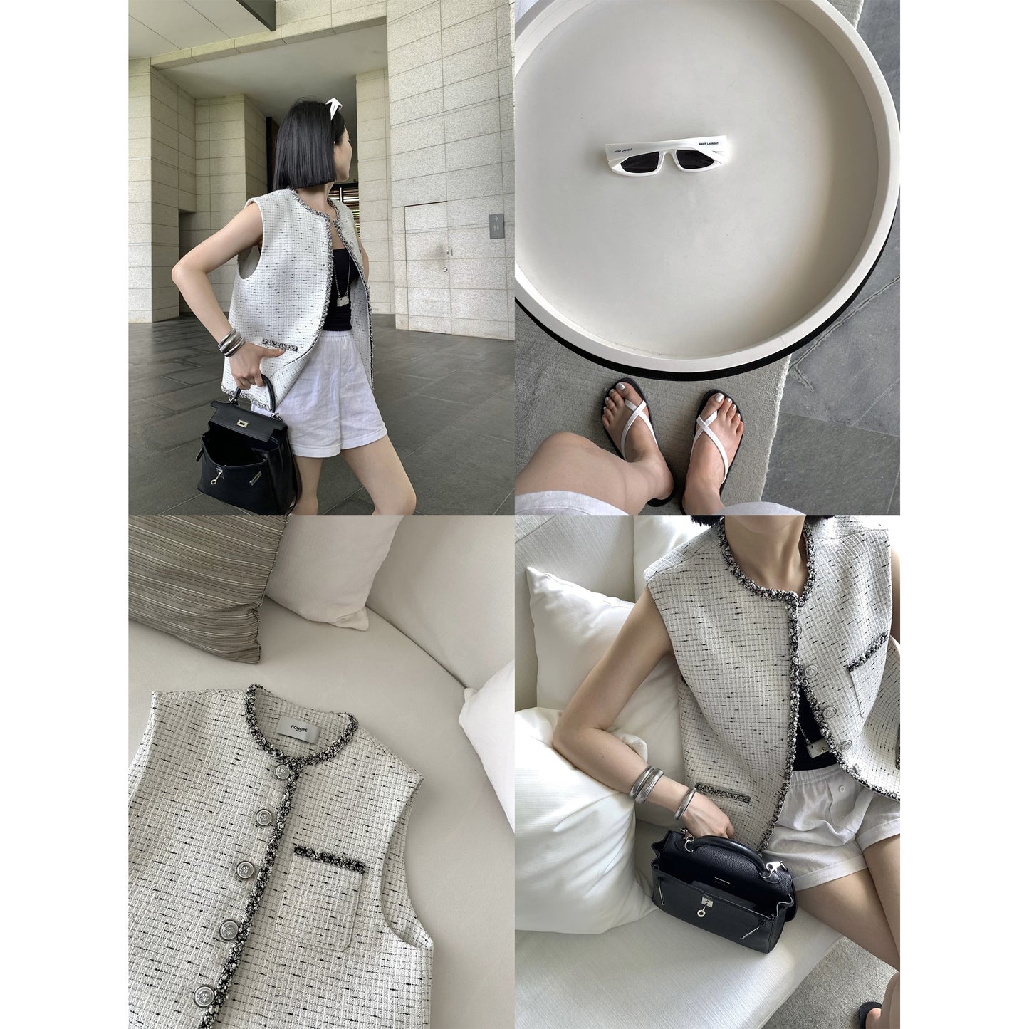 HONORE Gu Yue Collection Series Retro Fashion High-end Vest Top Loose Version Chanel Vest