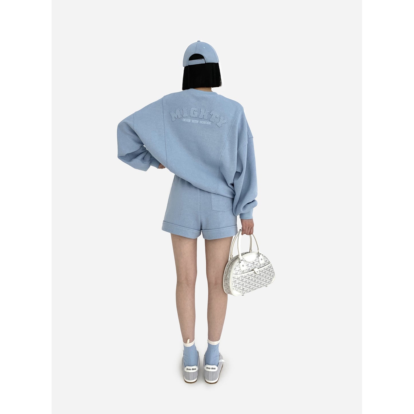 HONORE Gu Yue homme fashionable girl original oversize slim knitted lazy wear three-piece suit