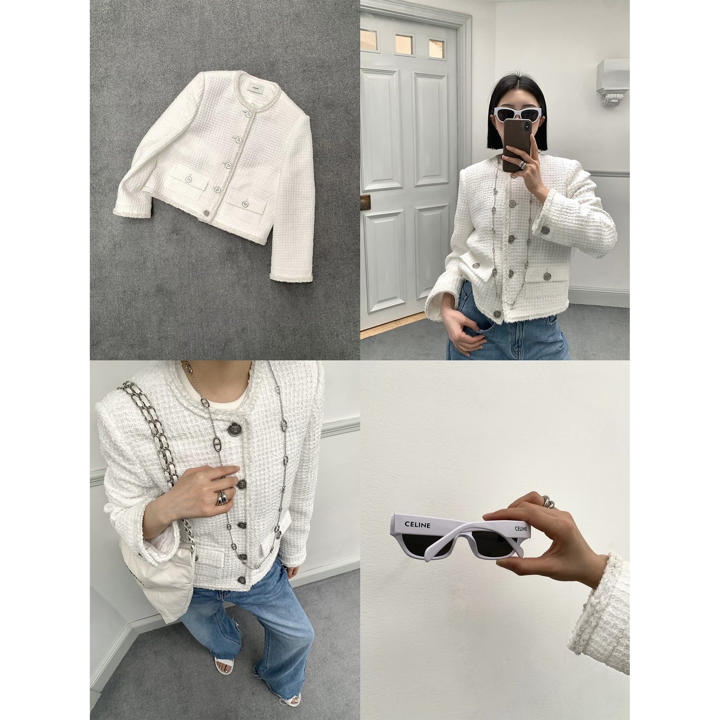 HONORE Gu Yue 24SS Spring High Luxury Solid Coin Button Heavy Weaving Textured Chanel Jacket