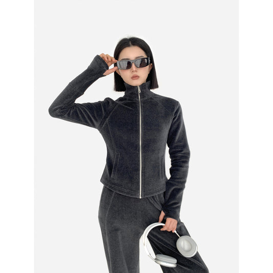 HONORE Gu Yuelu series liberal American style long-sleeved sweatshirt straight long sweatpants suit casual two-piece suit