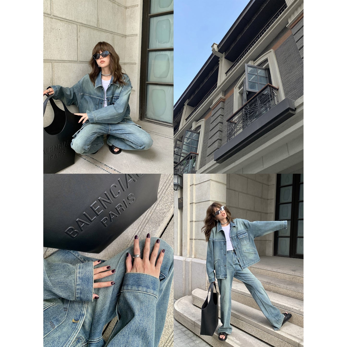 HONORE Gu Yue Retro Hippie Exclusive J-mouth Denim Fabric Oversize Loose Casual Profile Jacket