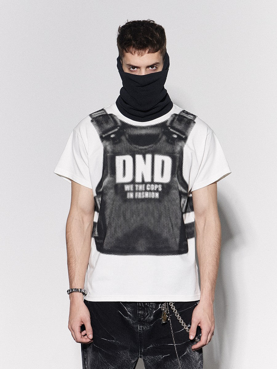 DND4DES American street hip-hop original niche design 260g heavy bulletproof vest printed short-sleeved T-shirt