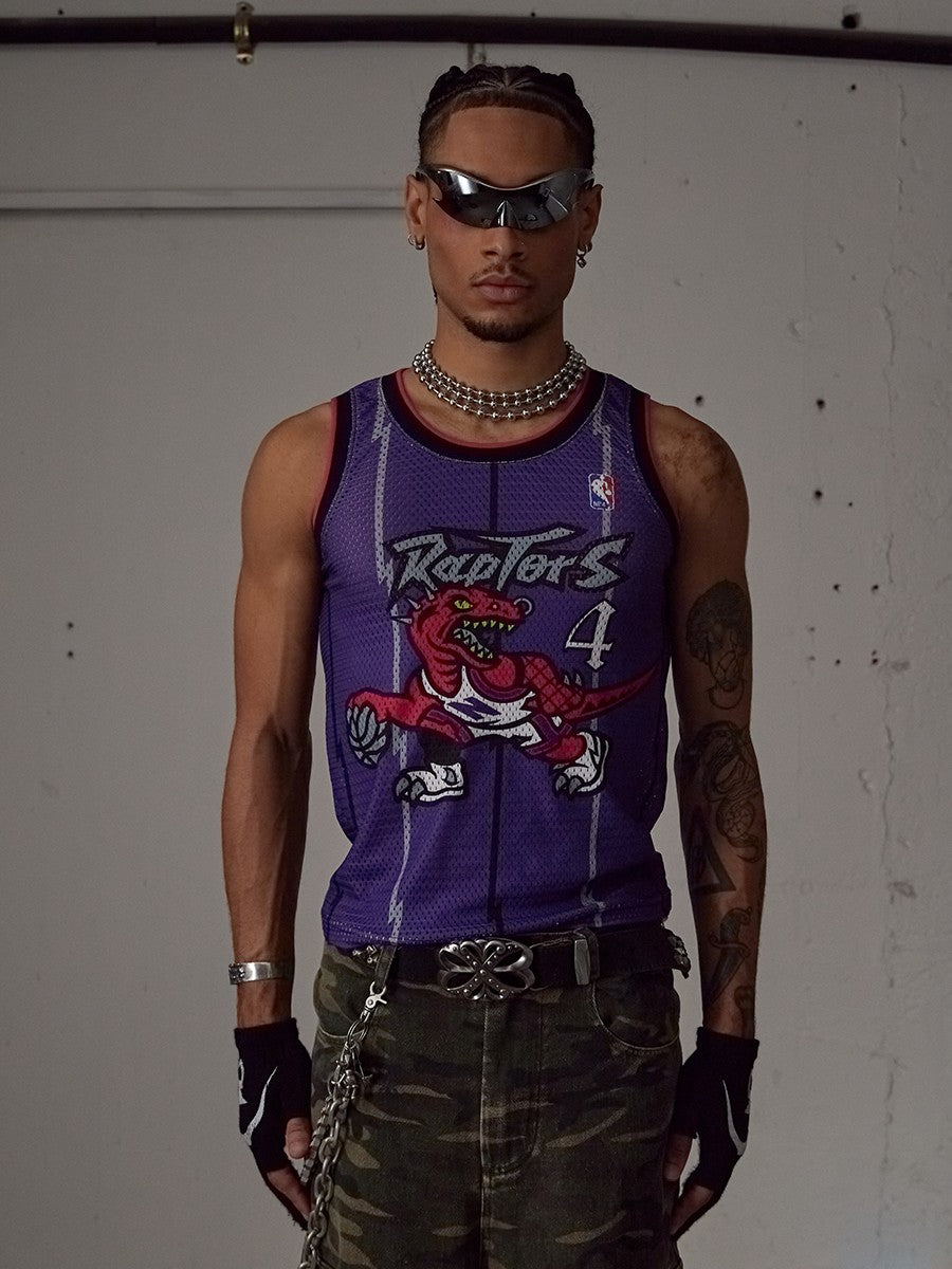 DND4DES American retro jersey spoof Toronto Raptors print short wide basketball vest sleeveless slim fit