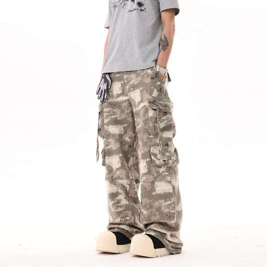 BTSG* American retro multi-pocket desert camouflage overalls niche trendy hip-hop relaxed casual pants for men