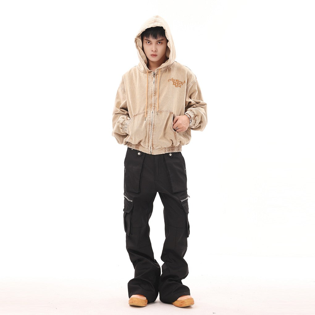 BTSG American retro VIBE style functional multi-pocket overalls niche high street design flared casual trousers trend