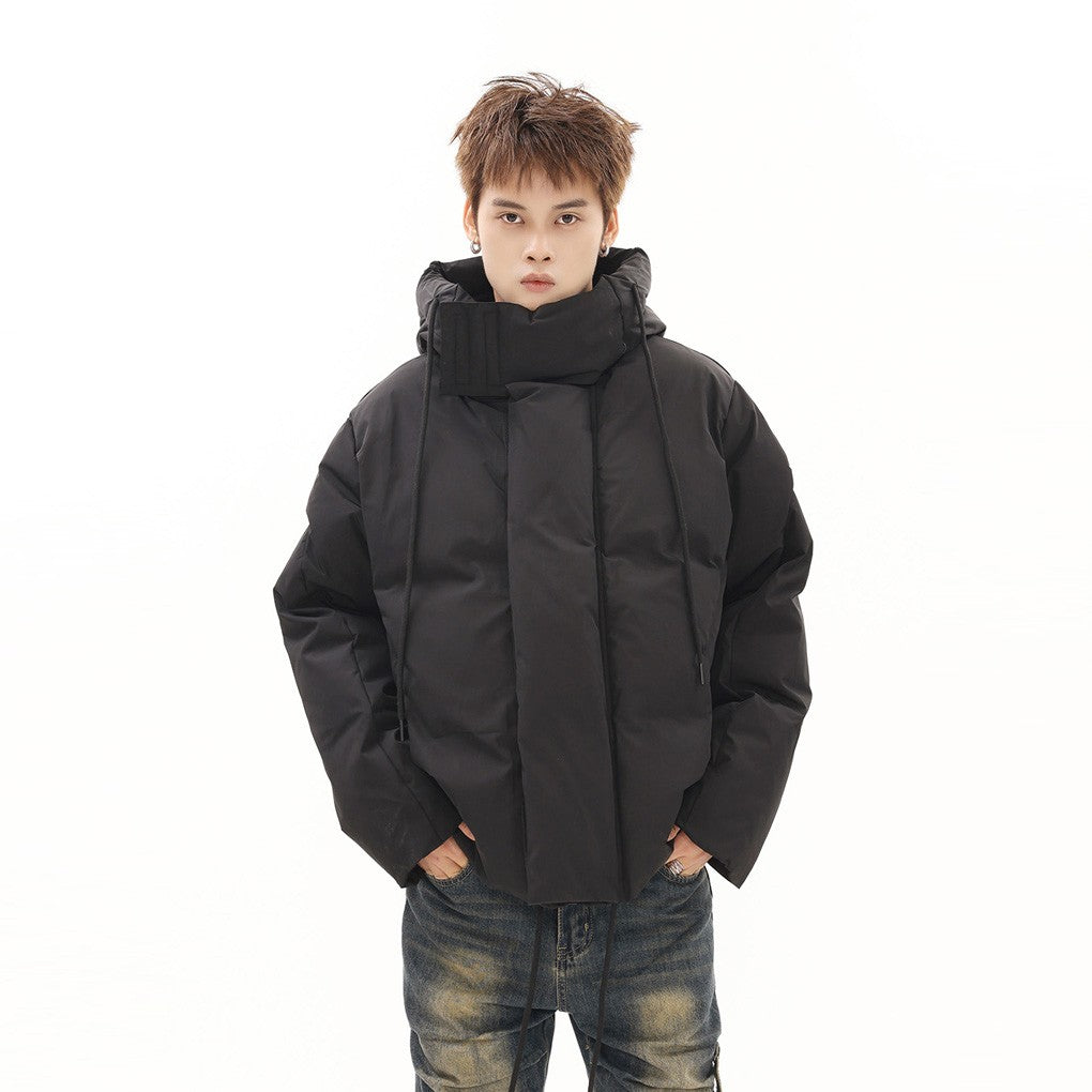 BTSG American retro solid color functional drawstring hooded cotton coat niche high-end cotton coat