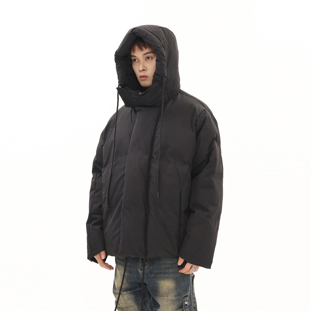 BTSG American retro solid color functional drawstring hooded cotton coat niche high-end cotton coat