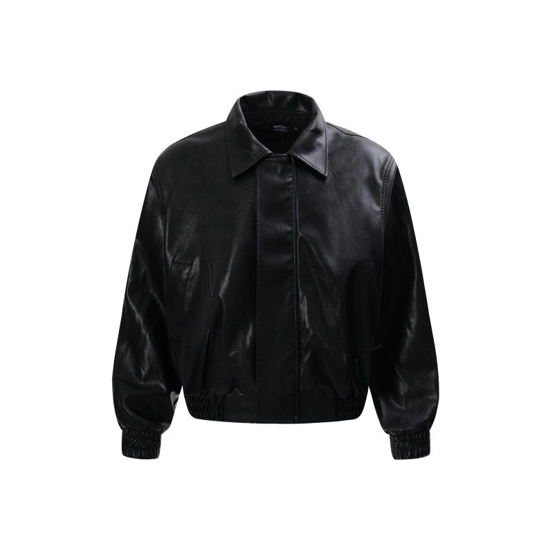 BTSG American retro high-end Cleanfit short profile leather jacket motorcycle loose boxy jacket men