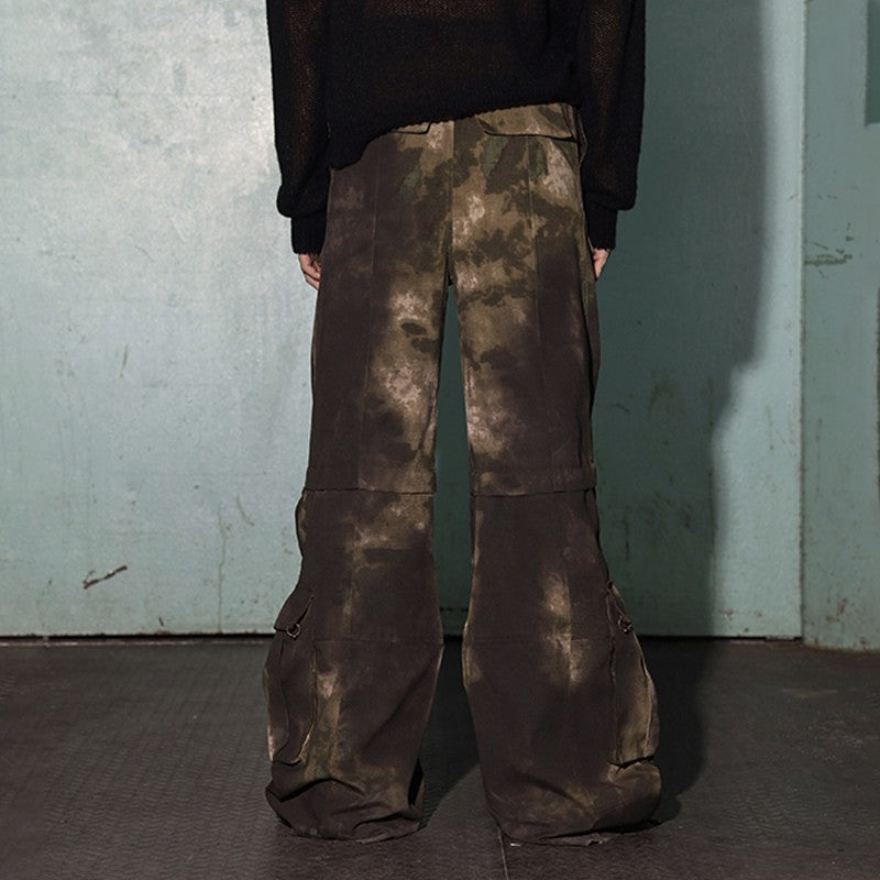 DND4DES Lee Taemin's same American style wasteland style washed dirty dyed Cargo pants loose flared camouflage overalls