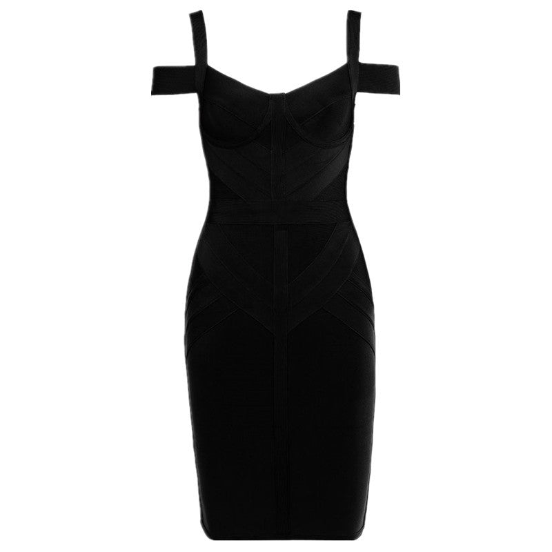 Suspender waist tight slimming hip short dress female 2019 autumn new V-neck bandage party dress