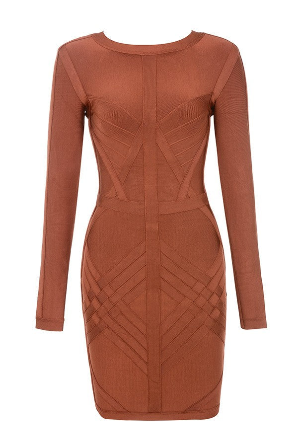 2020 autumn and winter sexy women's dress round neck long sleeve tight dress hip bandage dress European and American Hervé Nige